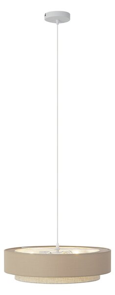 Lampada a sospensione moderna beige con naturale 50cm 3 luci - Drum Duo