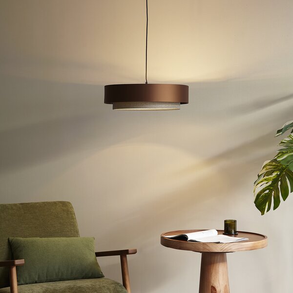 Lampada a sospensione moderna bronzo scuro con tortora 50cm 3 luci - Drum Duo