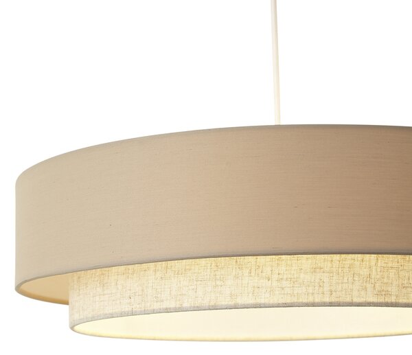 Lampada a sospensione moderna beige con naturale 50cm 3 luci - Drum Duo