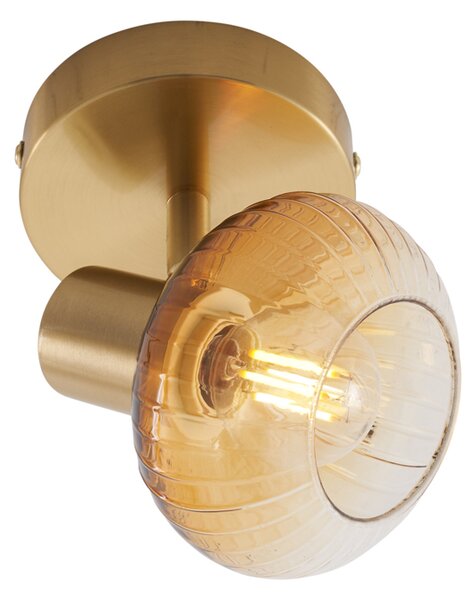 Faretto da soffitto moderno oro con vetro ambra rotondo - Teddy