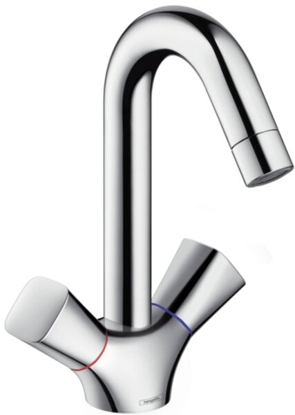 Hansgrohe Logis, robinetterie de lavabo à 2 poignées, bec pivotant, ComfortZone150, sans vidage, saillie 145mm, chromé, 71221000, 71221000