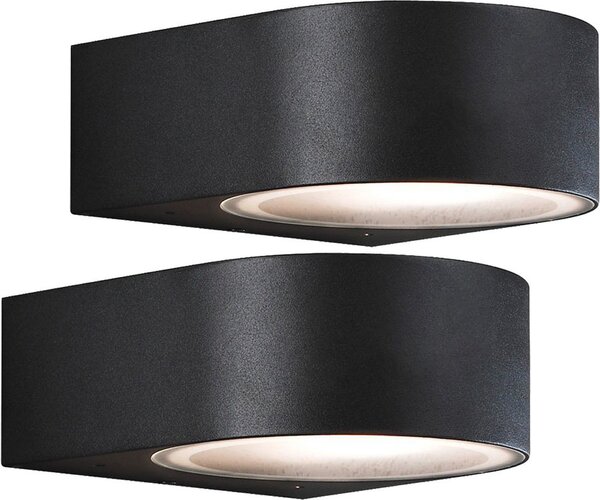 Set da 2 eleganti applique TERAMO, E27, alluminio nero, H: 7 cm