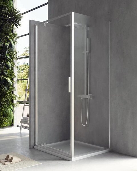 Box doccia 90x70 Rio a pivot vetro 6 mm trasparente H 195 cromo