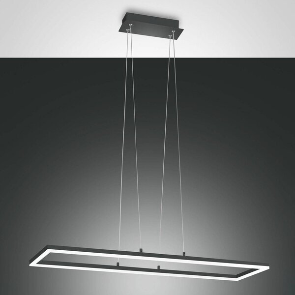 Fabas Luce Lampada sospensione LED Bard, 92x32 cm, antracite dimmerabile, Nero, Soggiorno / Sala da pranzo, Metallo, Moderno