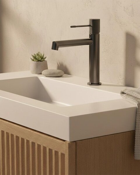 Rubinetto lavabo senza scarico in ottone grigio metallico Melin