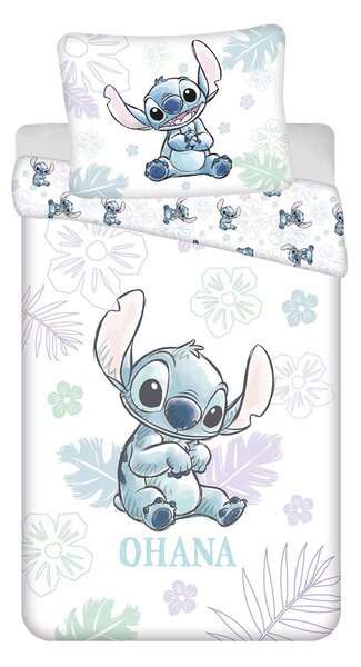Set copripiumino e federa da bambini bianco in cotone per letto singolo 140x200 cm Lilo and Stitch "Ohana White" – Jerry Fabrics
