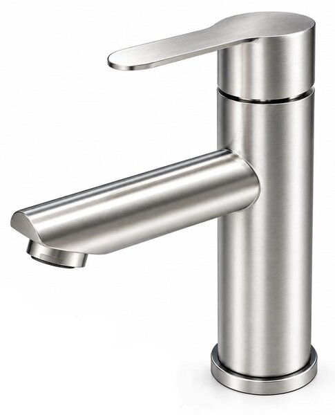 Rubinetto per lavabo, acciaio inossidabile spazzolato, miscelatore monocomando per acqua calda e fredda
