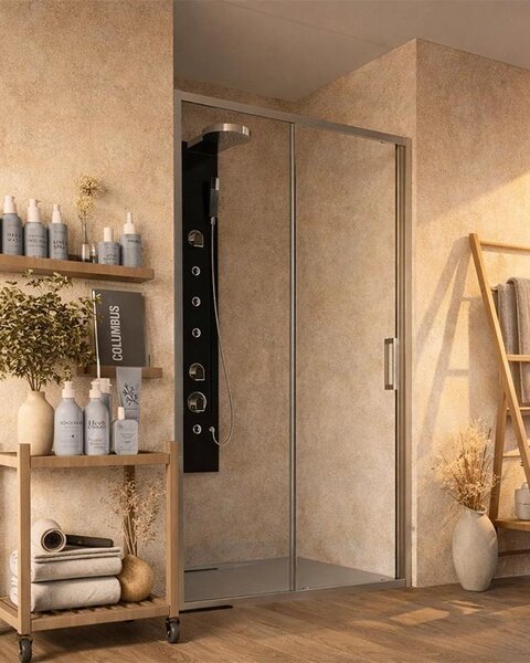 Box doccia 140 cm nicchia Marsiglia uno scorrevole reversibile H 195 cromo
