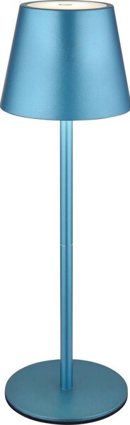Globo 58488BL-LED Lampada da tavolo ricaricabile VANNIE con dimmer a sfioramento, per uso esterno, 3W/5V, IP54, 1800mAh, blu