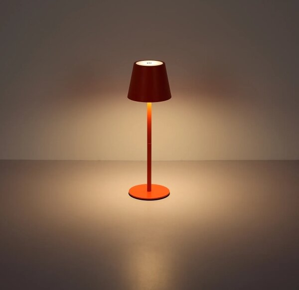 Globo 58488R-LED Lampada da tavolo VANNIE dimmerabile a sfioramento, ricaricabile, per esterni, 3W/5V, IP54, 1800mAh, rossa