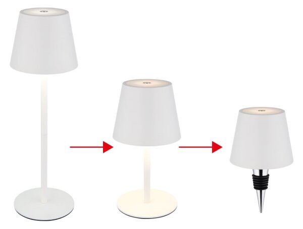 Globo 58488W - Lampada da tavolo LED per esterni VANNIE 3 in 1, dimmerabile a sfioramento e ricaricabile, 3W/5V, IP54, bianca