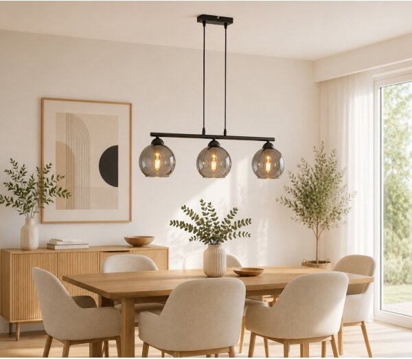 Brilagi - Lampadario sospeso con cavo DIOR 3xE27/60W/230V nero/grigio fumé