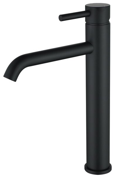 Miscelatore per lavabo da bagno, nero, con colonna in acciaio inossidabile alta