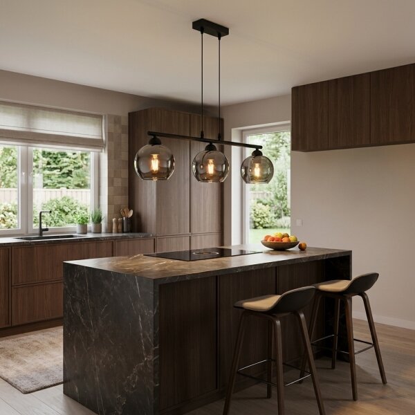 Brilagi - Lampadario sospeso con cavo DIOR 3xE27/60W/230V nero/grigio fumé