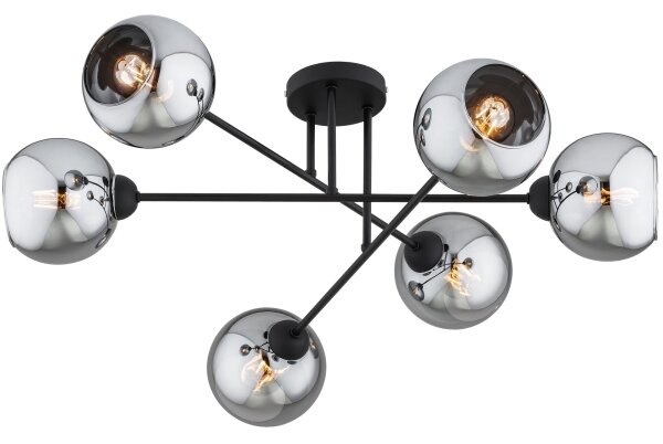 Brilagi - Lampadario a montaggio superficiale DIOR 6xE27/60W/230V nero/grigio fumé