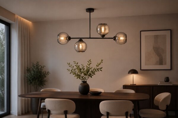 Brilagi - Plafoniera da soffitto DIOR 4xE27/60W/230V nero/grigio fumé