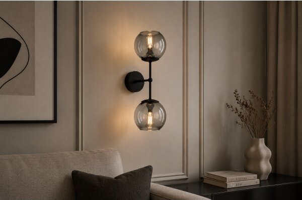 Brilagi - Lampada da parete DIOR 2xE27/60W/230V nero/grigio fumé