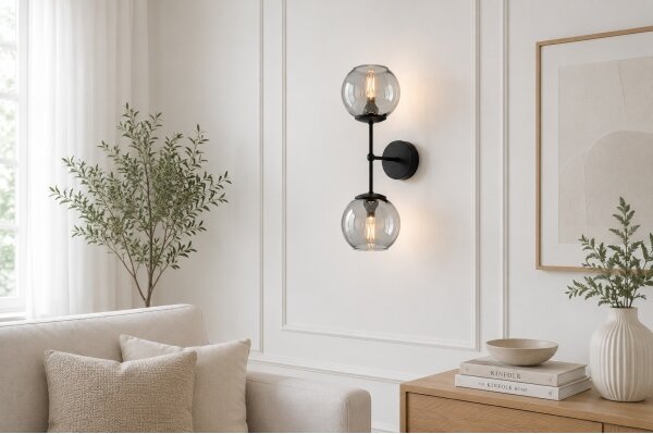 Brilagi - Lampada da parete DIOR 2xE27/60W/230V nero/grigio fumé