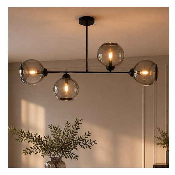 Brilagi - Plafoniera da soffitto DIOR 4xE27/60W/230V nero/grigio fumé