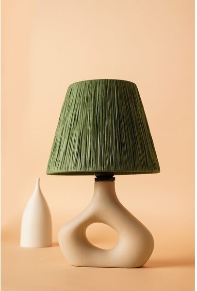 Lampada da tavolo verde con paralume in carta lavorata (altezza totale 40 cm) Serin – Opviq lights