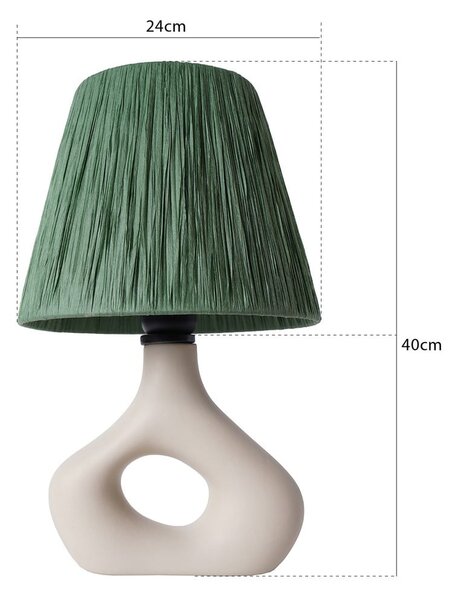 Lampada da tavolo verde con paralume in carta lavorata (altezza totale 40 cm) Serin – Opviq lights