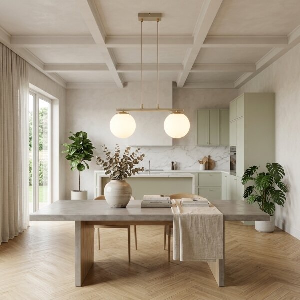 Brilagi - Lampadario a sospensione su cavo MILO 2xE27/60W/230V beige/oro