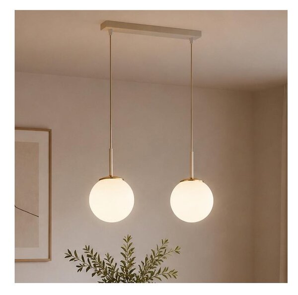 Brilagi - Lampadario a sospensione su cavo MILO 2xE27/60W/230V beige/oro