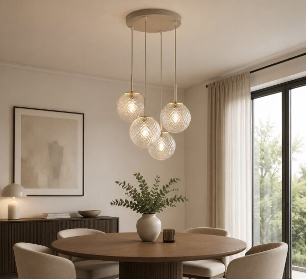 Brilagi - Lampadario a sospensione su cavo STELLA 4xE27/60W/230V beige/oro
