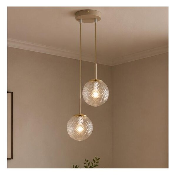 Brilagi - Lampadario sospeso con cavo STELLA 2xE27/60W/230V beige/oro