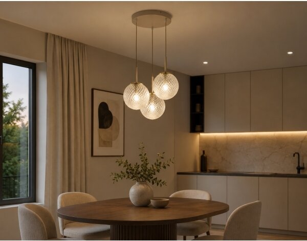 Brilagi - Lampadario sospeso con cavo STELLA 3xE27/60W/230V beige/oro