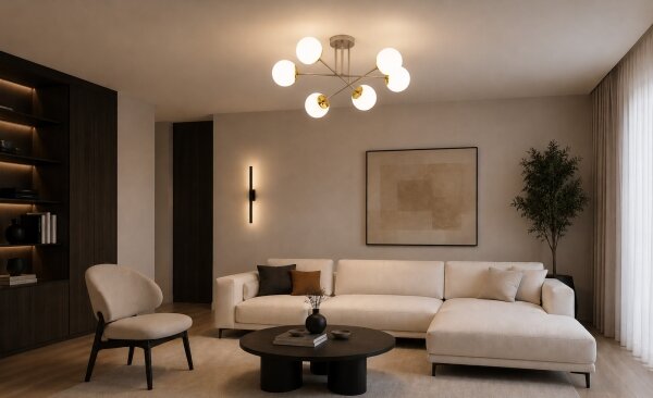 Brilagi - Lampadario a plafone MILO 6xE27/60W/230V beige/oro