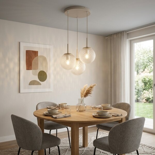 Brilagi - Lampadario sospeso con cavo STELLA 3xE27/60W/230V beige/oro