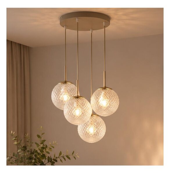 Brilagi - Lampadario a sospensione su cavo STELLA 4xE27/60W/230V beige/oro