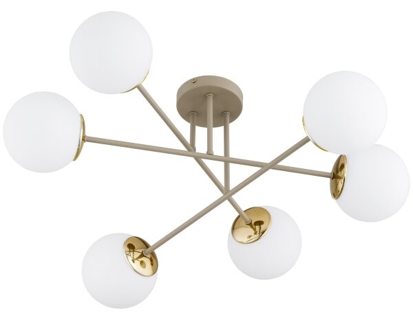 Brilagi - Lampadario a plafone MILO 6xE27/60W/230V beige/oro