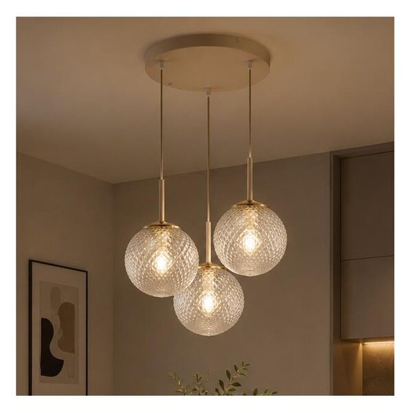 Brilagi - Lampadario sospeso con cavo STELLA 3xE27/60W/230V beige/oro