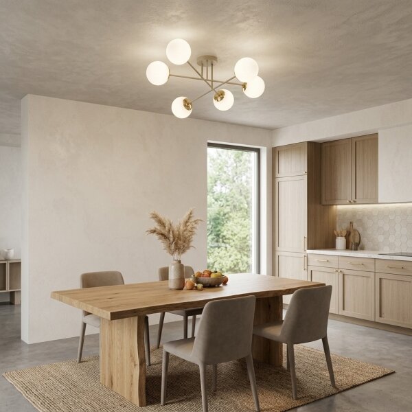 Brilagi - Lampadario a plafone MILO 6xE27/60W/230V beige/oro