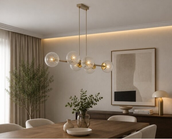 Brilagi - Lampadario a cavo STELLA 6xE27/60W/230V beige/oro