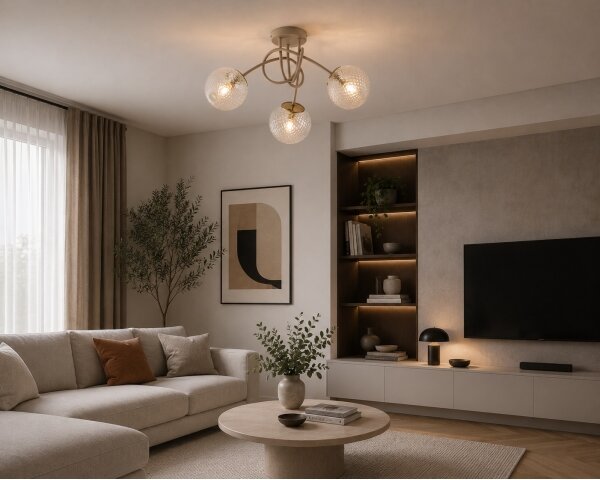 Brilagi - Lampadario a plafone STELLA 3xE27/60W/230V beige/oro