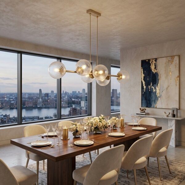 Brilagi - Lampadario a cavo STELLA 6xE27/60W/230V beige/oro