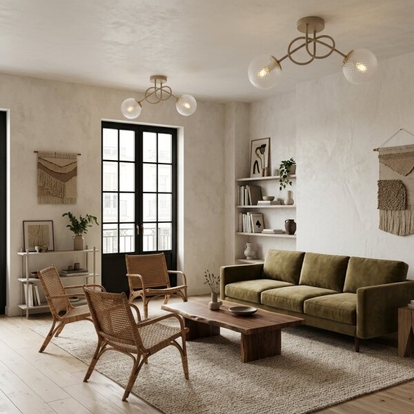 Brilagi - Lampadario a plafone STELLA 2xE27/60W/230V beige/oro