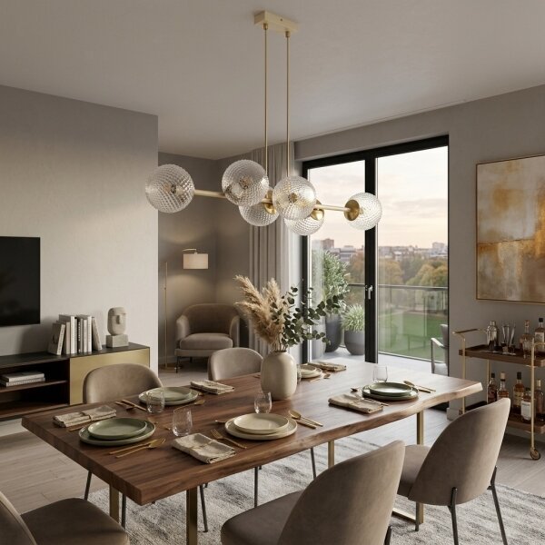 Brilagi - Lampadario a cavo STELLA 6xE27/60W/230V beige/oro