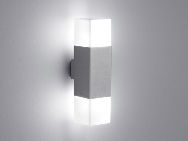Applique a LED per esterni HUDSON, titanio, UP/DOWN, E14, 2x4 W, IP44, 33cm