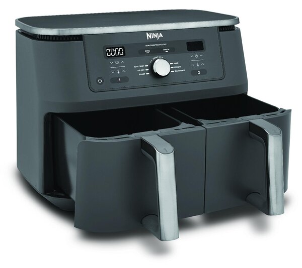 Ninja Friggitrice ad Aria 9,5 Litri Doppio Cestello Potenza 2470 Watt con Timer Digitale e Display colore Grigio - DZ400EU