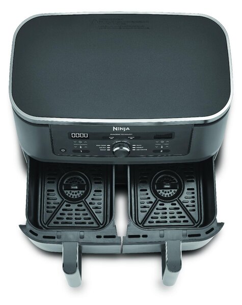 Ninja Friggitrice ad Aria 9,5 Litri Doppio Cestello Potenza 2470 Watt con Timer Digitale e Display colore Grigio - DZ400EU