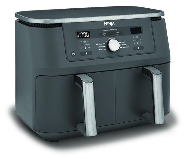 Ninja Friggitrice ad Aria 9,5 Litri Doppio Cestello Potenza 2470 Watt con Timer Digitale e Display colore Grigio - DZ400EU