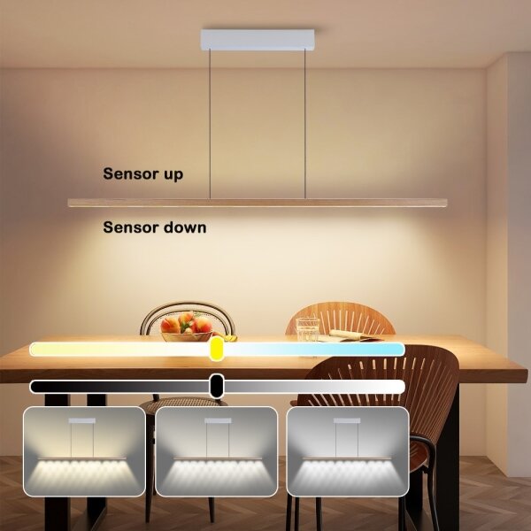 Immax NEO 07310L-LED lampadario dimmerabile a sospensione con cavo e sensore MADEIRA 37W/230V 157 cm frassino