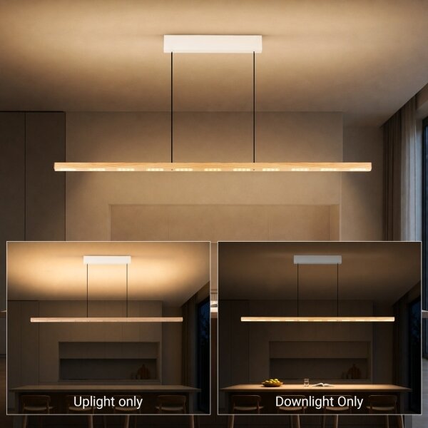 Immax NEO 07310L-LED lampadario dimmerabile a sospensione con cavo e sensore MADEIRA 37W/230V 157 cm frassino