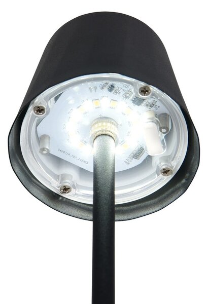 Lampada da tavolo LED nera opaca con paralume in metallo (altezza totale 21 cm) Diaz – Reality