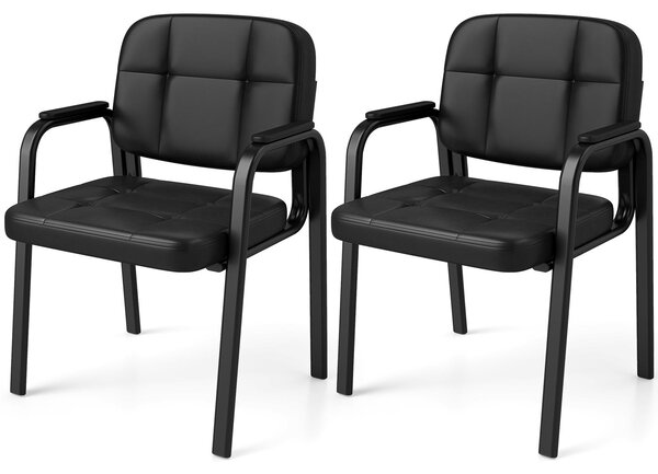 Set da 2 sedie per conferenze KOMFOTTEU, moderna sedia da ufficio, sedia imbottita per ospiti con schienale, braccioli e struttura in metallo, sedia per sala d'attesa, ideale per ufficio, conferenze, reception, studio