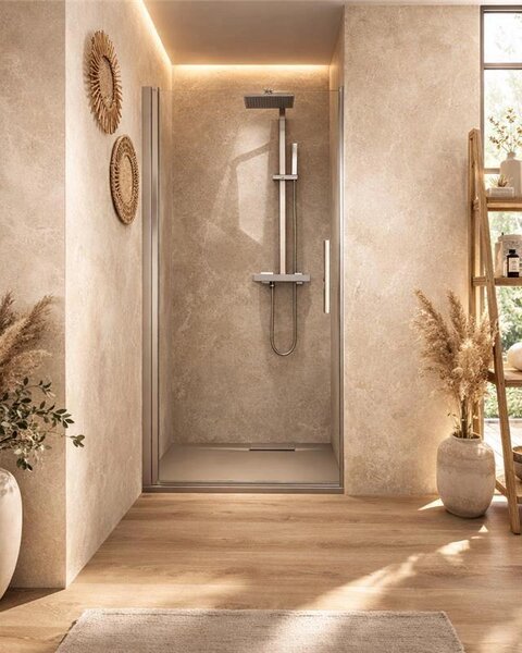 Nicchia doccia 70 cm a battente in vetro temperato 6 mm 195 H cromo Linje